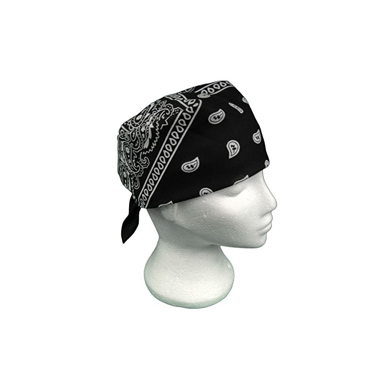 BLACK - Paisley Style Bandana Square Bikers Head Scarf Neck