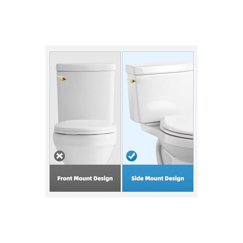 Universal Brushed Gold Toilet Handle Replacement Kit, Side/Angle Mount Toilet