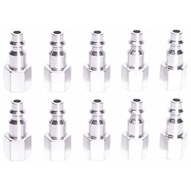 Canadian Tool and Supply (10-Pack) Chrome Plated Steel Air Tool Plugs/Quick Connects/M-Style, 1/4-Inch Female NPT Thread FNPT (10PC14FNPTP)