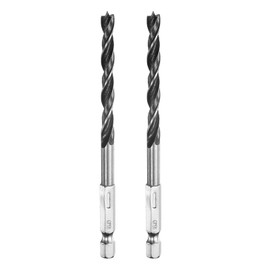 HARFINGTON 2pcs Brad Point Drill Bits Set 1/4" Dia High Carbon Steel Spiral Wood Twist Drill Bits with 1/4" Hex Shank for Drilling Softwood Hardwood Composite Wood MDF Plywood Particleboard