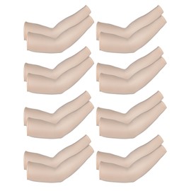 Mudder - 8 pares unisex con protección UV para brazos, fundas de enfriamiento de seda de hielo (beige, seda de hielo)