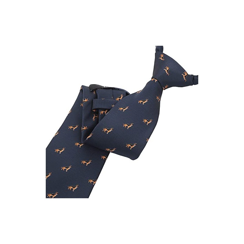 DQT Men's Embroidered Dog Print Novelty Classic Tie - Navy