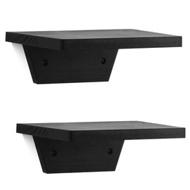 PHOENANCEE Small Floating Shelves,Mini Wall Shelf Set of 2,Wood Ledges Display Storage Decor Chic for Living Room,Bedroom,Kitchen,Office Decoration,Trapezoidal,7.8x5.9 Inch(Black)