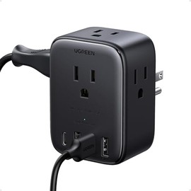 UGREEN 8 en 1 Regleta Multicontacto Pared, 4 Salidas CA y 4 USB (USB C 20W)