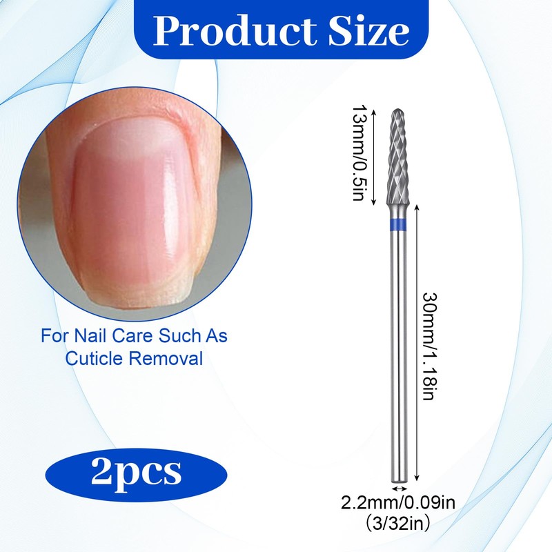 TIESOME 2Pcs 3/32" Nail Drill Bits Set, Professional Tungsten Nail