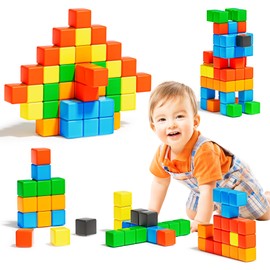 SYSKENI Magnetic Blocks, Gifts for 3 4 5 6 Year Old, Magnet Building Blocks for Toddlers, Girls & Boys, Montessori - Autism - Sensory Magnetic Toys for Kids Ages 3-5 4-8, 1.22inch, 56PCS
