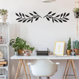 2PCS Metal Tree Leaf Wall Decor, Black Wall Art for Living Room, Wall Hanging Decoration Creative Wall Sculptures, Black Ornaments Metal Artwork for Indoor Outdoor Home Bedroom Kitchen Office