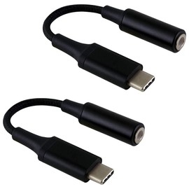 Tek Styz USB C to 3.5mm Headphone Adapter Compatible with Sony WH-XB700 with Digital DAC Chip That's Dual 1/8 inch TypeC/PD! (2Pack / Black)
