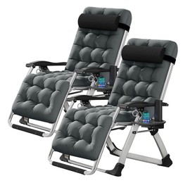 Zero Gravity Chair, Lawn Recliner, Reclining Patio Lounger Chair, Folding Portable Chaise with Detachable Soft Cushion, Cup Holder, Headrest