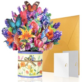 GREETING ART Pop Up Flower Cards,Roses & Butterflies,9 inch Forever Flower Paper 3D Popup Cards with Note Cards and Envelope for Birthday, Mother's Day, Get Well, Holiday Decorations