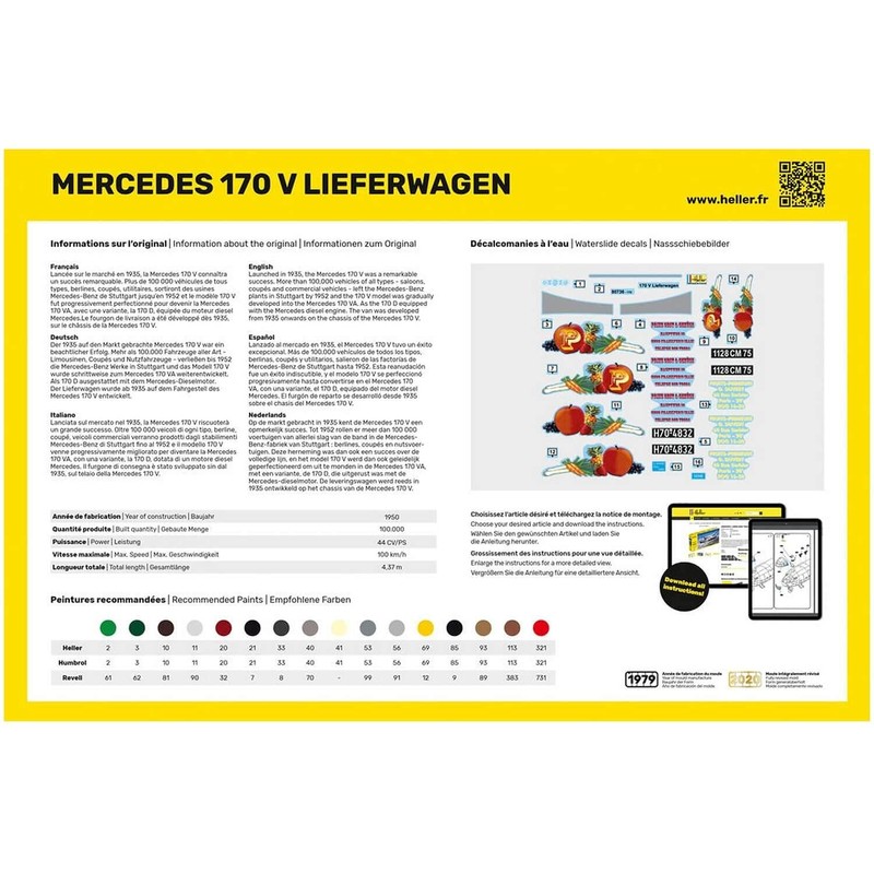 Heller Classic 80736 Mercedes 170 V 'Van', 79 Pieces
