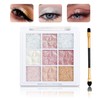 9-Color Shimmer Eyeshadow Palette – White & Pink Glitter Shades,