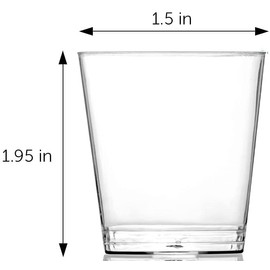 DecorRack 1 Oz Shot Glasses, 80 Hard Clear Plastic Shot Cup, Disposable Party Cups, Mini Cups Shot Glasses (80 Pack)
