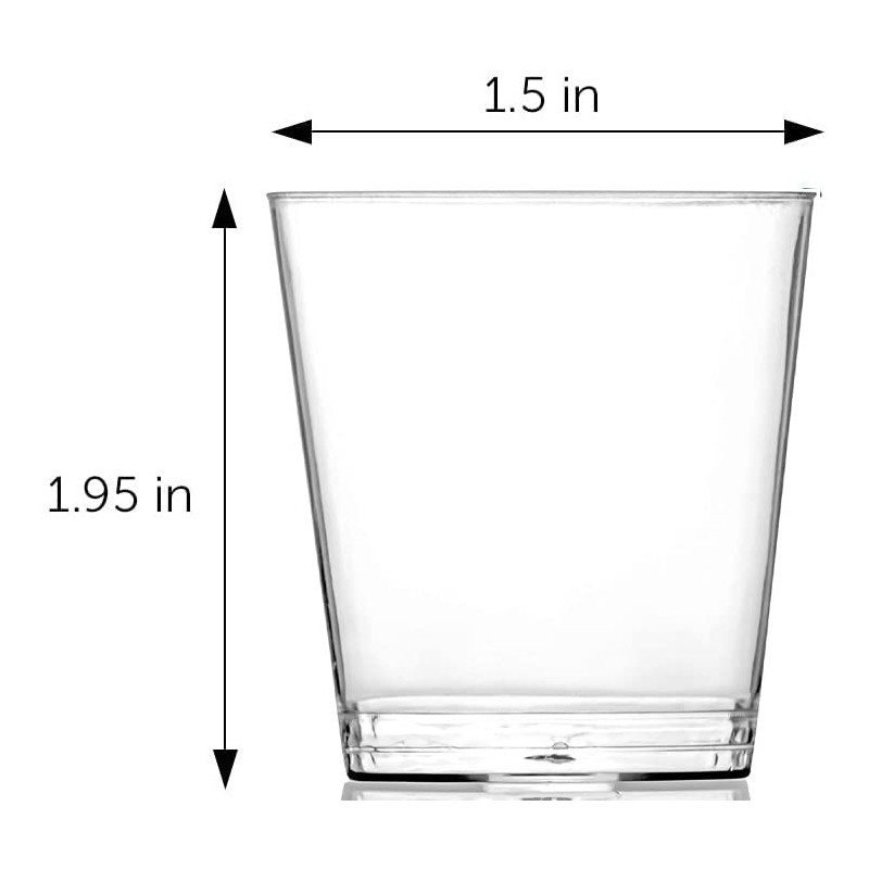 DecorRack 1 Oz Shot Glasses, 80 Hard Clear Plastic Shot