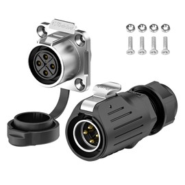 E-WeiChat EW-LP20 Waterproof Industrial Plug IP68 Quick Plug Aviation Connector Anti-Interference Round Plug Quick Release Connector M20 2-12 Pin Flange Connector (4 Pin)