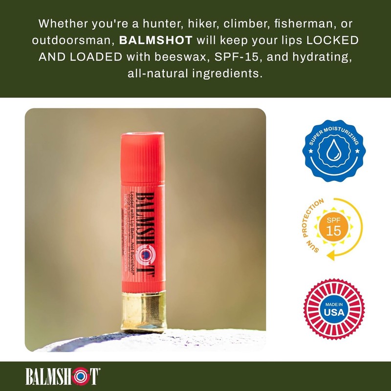 BALMSHOT Pomegranate Lip Balm SPF 15 (2-Pack) – Natural Beeswax