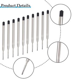 20 x Black Ink Pen Refills for Parker Ballpoint Pens, Large Capacity Replaceable Metal Ballpoint Pen Refills, Compatible with All Parker Ballpoint Pens