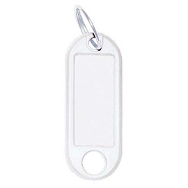 10x Key Tags with Rings White + 1 Transparent Bag