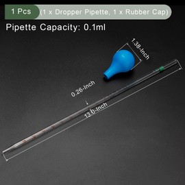 YOKIVE Graduated Dropper Pipettes Kit, Durable Borosilicate Glass Pipette with Rubber Cap Transfer Liquids, Great for Essential Oils, Acids (Clear, 0.1-ml)