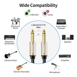 XANHAM 2-Pack 1/4 Inch TS Instrument Cable 30 Feet /10M Electric Guitar Cables Quarter Inch Mono Jack Cord for Electric Guitar, Mandolin, Bass AMP, Keyboard, Mixer, Equalizer