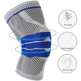 EOYEA Knee Brace Compression Sleeve for Knee Pain Wraps Patella Stabilizer with Silicone Gel Spring Support, Hinged Kneepads Protector for Meniscus Tear Arthritis Men Women (S (Pack of 2))