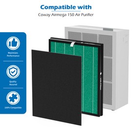 True HEPA Replacement Filter Compatible with Coway Airmega 150 Air Purifier,2 Green True HEPA and 4 Active Carbon Filters, AP-1019C-FP