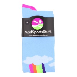 MadSportsStuff Neon Rainbow Clouds OTC Socks (Sky Blue, Medium)