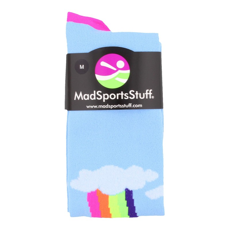 MadSportsStuff Neon Rainbow Clouds OTC Socks (Sky Blue, Medium)