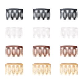 Ruwado 12 Pcs Hair Side Combs for Women Plastic 14 Teeth 7 x 4.5 cm Twist French Vintage Style Hair Accessories for Bridal Wedding Veil Fine Long Curly Hair Decoration (Colorful)