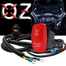 OZ-USA 10ft Power Busbar Wire Harness Kit + OFFROAD Lights Red Rocker Switch for Can-Am