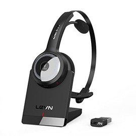 LEVN Bluetooth 5.0 Headset, Wireless Headset with Microphone (AI Noise Cancelling), 35Hrs On-Ear Headphones with USB Dongle for PC, Suitable for Remote Work/Call Center/Skype/Zoom/Online Class/Trucker