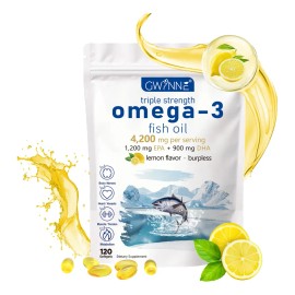 Gwynne Omega 4200mg Bacalao Aguas Profundas Ártico Noruego Que Contienen 1200mg Epa 900mg Dha Suplementos Alimentarios Apoyar Salud Física Mujere