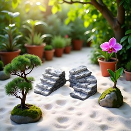 2 Pcs Resin Steps Stairs Model Miniature Garden Accessories for DIY Dollhouse Decor Straight and Curved Steps for Micro Landscape, Miniature Garden Buildings and Structures