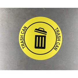 "Trash Can" Durable Laminated Vinyl Floor Sign- Sign by Graphical Warehouse- 5S Safety and Security Signage, Visual Communication Tool (12", Yellow/Black)