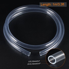 sourcing map PVC Transparent Hose Plastic Vinyl Tubing 10mm ID 12mm OD 1m Flexible for Water Tube, Air Line