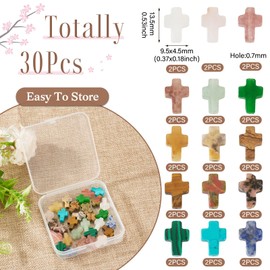 Craftdady 30pcs Cross Gemstone Beads Bulk Mini Crucifix Spacer Beads Synthetic Craft Beads for Jewelry Making DIY Necklace Bracelet Earrings Hole:0.7mm