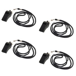 Neoreser Whistle, Pack of 4 Sports Whistles with Lanyard, Plastic Whistle, Trill Whistle, Football Whistle, Referee Whistle, Whistles for Coaches, Referees, Teachers, Emergency, Black