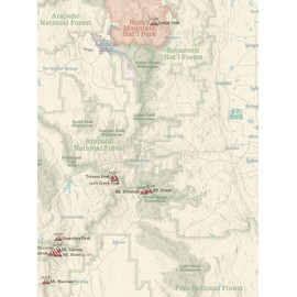 58 Colorado 14ers Map 18x24 Poster (Tan)