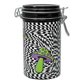 Ted Miller Innovation 6" Glass Jar with Clamping Lid (Trendy Checkerboard and Colored Mushrooms)