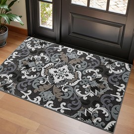 LUMI Indoor Door Mat for Entrance 24x55, Luxury Traditional Front Doormat with Non-Slip Latex Rubber Backing, Soft, Dirt Trapper, Washable Mats for Inside Entryway, Patio, Flower Bliss
