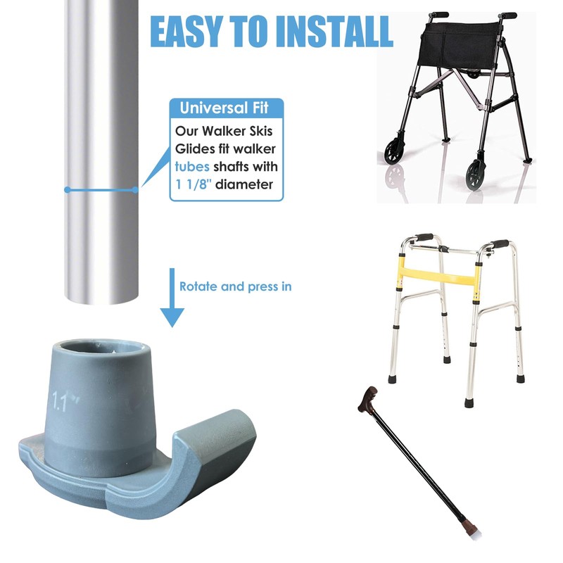 Walker Skis Glides for Folding Walkers, Walker Ski Glides, Walker