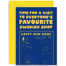 Old English Co. Funny New Home Card for Him Her - Hilarious Housewarming Card for Family and Friends - New House Congratulations Card Furniture Shop for Men Women | Blank Inside with Envelope