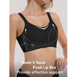 FIGKICKSEN Front Closure Bras for Women Wireless Support Push Up Widen Lifting Straps Mesh Bralette Full Coverage Bra