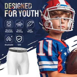 KOOPOW Youth Baseball Sliding Shorts with Cup Pocket for Baseball, Football, Lacrosse, Hockey,White-XS