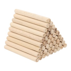 PATIKIL 3/8" x 4"(10 x 100mm) Wood Dowel Pins, 60 Pack Fluted Wooden Dowel Pin Beveled Groove Rods for Furniture Door Art Crafts Projects