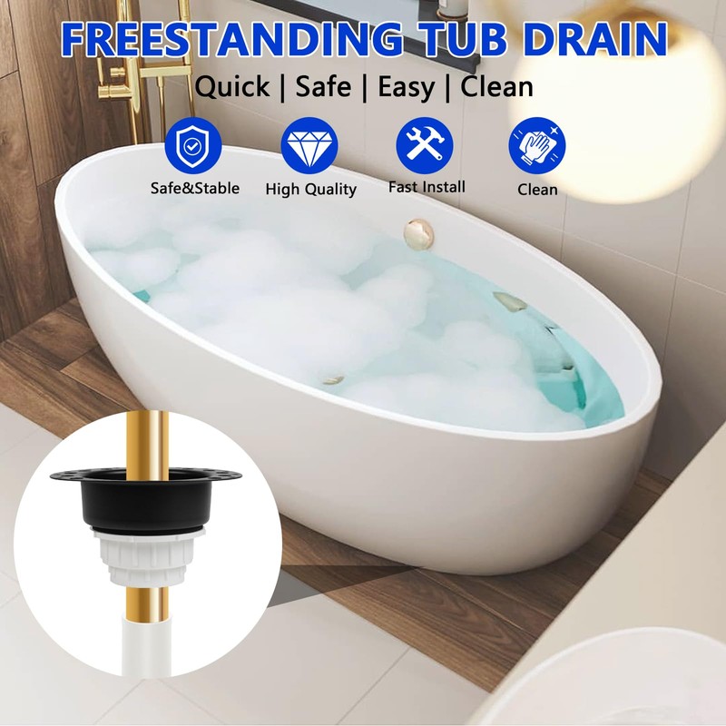 Freestanding Tub Drain Rough-in Kit with PVC Adapter, Bathtub Drain