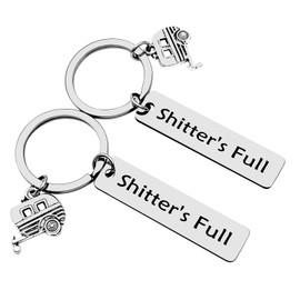 Happy Camper RV Keyring, Shitter's Full Camper Keychain Camping Birthday Christmas Gift for Men Women Trailer Vacation Redneck Hillbilly Outdoor Adventure Camper Lover Jewelry