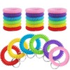 30 Pcs Wrist Keychains, Plastic Coil Bracelet Spring Spiral Keychain