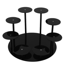 Acrylic Cupcake Stands Stable Round Anime Figure Doll Platter Display Stand for Wedding Birthday Party Black