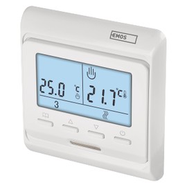 EMOS Digital Room Thermostat for Underfloor Heating, Programmable Clocks with Adjustable Hysteresis, Wire Thermostat Including Floor Sensor, Room Temperature Controller for Flush-Mounted Mounting